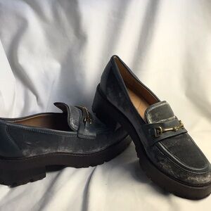 Sam Edelman Velvet and leather ladies chunky shoes size 7 Loafers LUG Sole